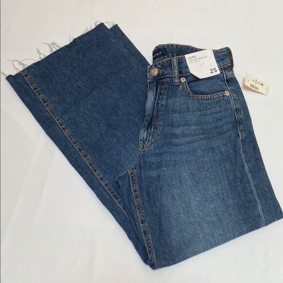 Aeropostale High Rise Wide Leg Non Stretch Jeans - Picture 1 of 10